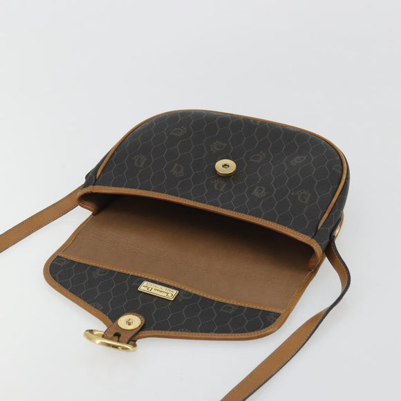 Christian Dior Honeycomb Canvas Shoulder Bag PVC Black Gold Auth 175786