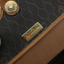 Christian Dior Honeycomb Canvas Shoulder Bag PVC Black Gold Auth 175786-16