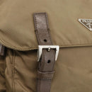 PRADA Shoulder Bag Nylon Beige Silver Auth 175788-19