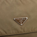 PRADA Shoulder Bag Nylon Beige Silver Auth 175788-20