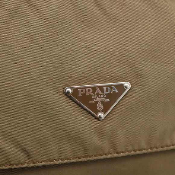 PRADA Shoulder Bag Nylon Beige Silver Auth 175788