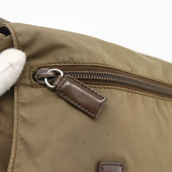 PRADA Shoulder Bag Nylon Beige Silver Auth 175788