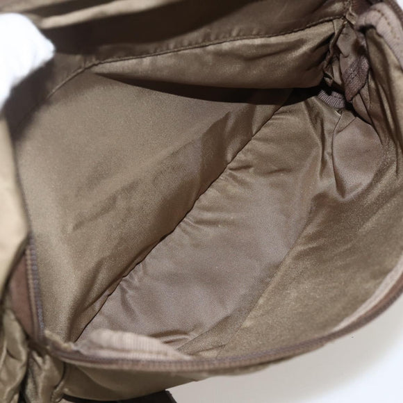 PRADA Shoulder Bag Nylon Beige Silver Auth 175788