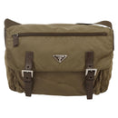 PRADA Shoulder Bag Nylon Beige Silver Auth 175788-13