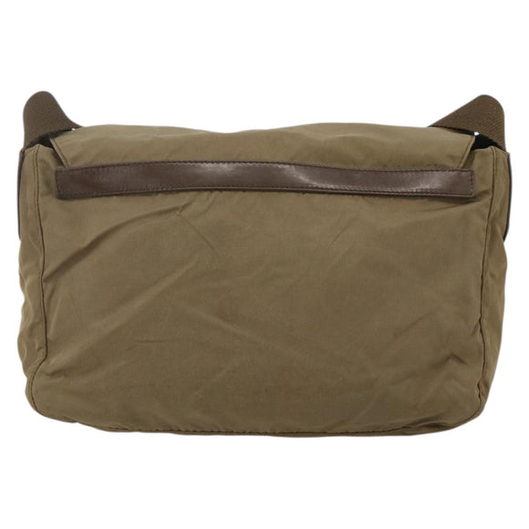 PRADA Shoulder Bag Nylon Beige Silver Auth 175788
