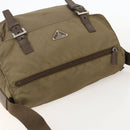 PRADA Shoulder Bag Nylon Beige Silver Auth 175788-6