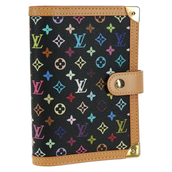 LOUIS VUITTON Multicolor Agenda PM Day Planner Cover Black R20895 Auth 175790M