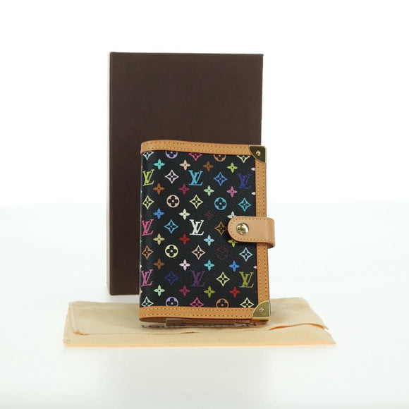 LOUIS VUITTON Multicolor Agenda PM Day Planner Cover Black R20895 Auth 175790M