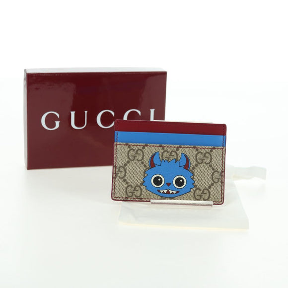 GUCCI GG Supreme Gucci Besties Card Case PVC Beige Auth 175792SM