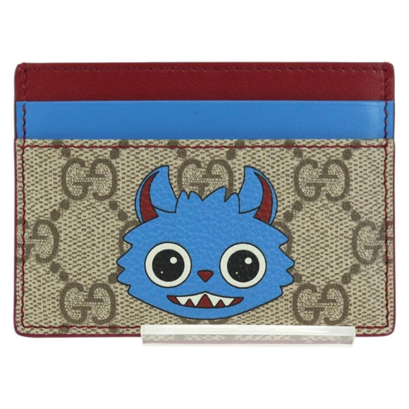 GUCCI GG Supreme Gucci Besties Card Case PVC Beige Auth 175792SM