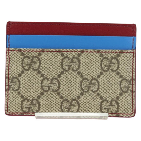 GUCCI GG Supreme Gucci Besties Card Case PVC Beige Auth 175792SM