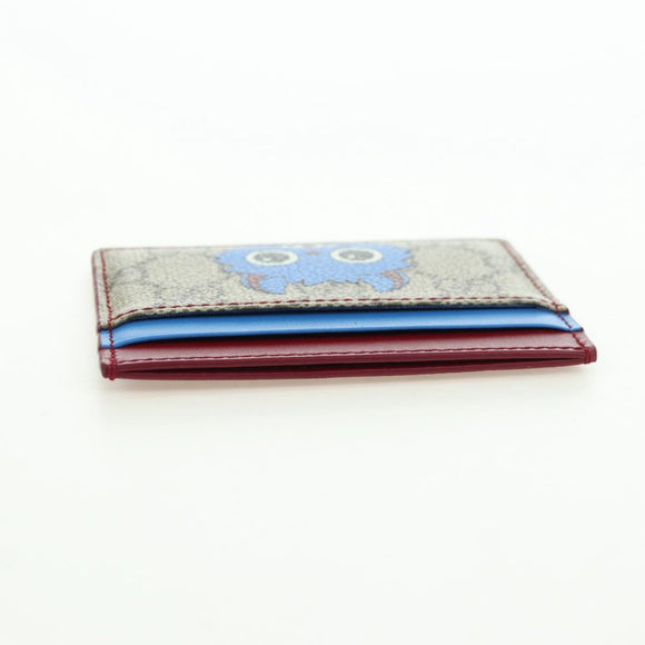 GUCCI GG Supreme Gucci Besties Card Case PVC Beige Auth 175792SM