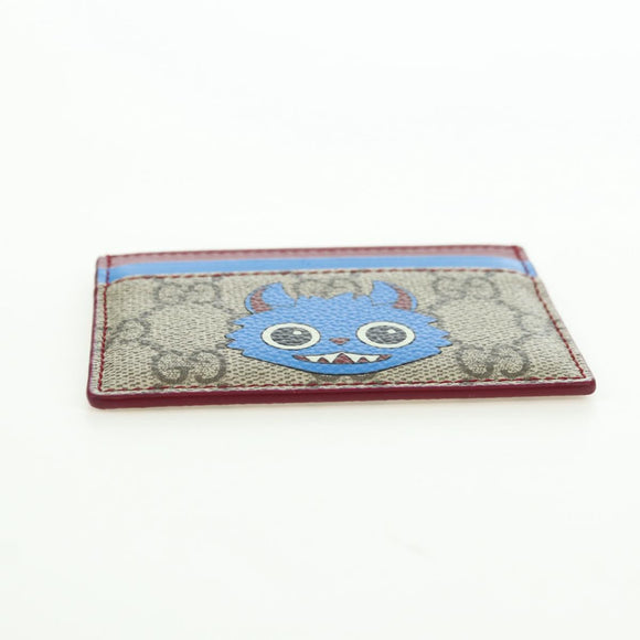 GUCCI GG Supreme Gucci Besties Card Case PVC Beige Auth 175792SM