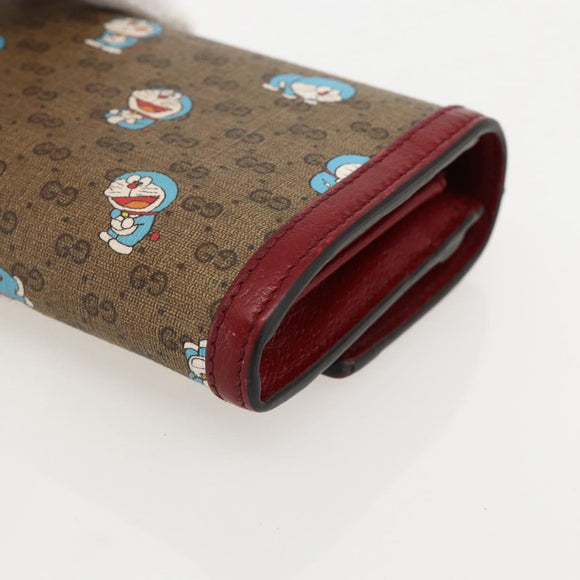 GUCCI Micro GG Supreme Doraemon lange Geldbörse PVC Beige Gold 647786 Auth 175793A