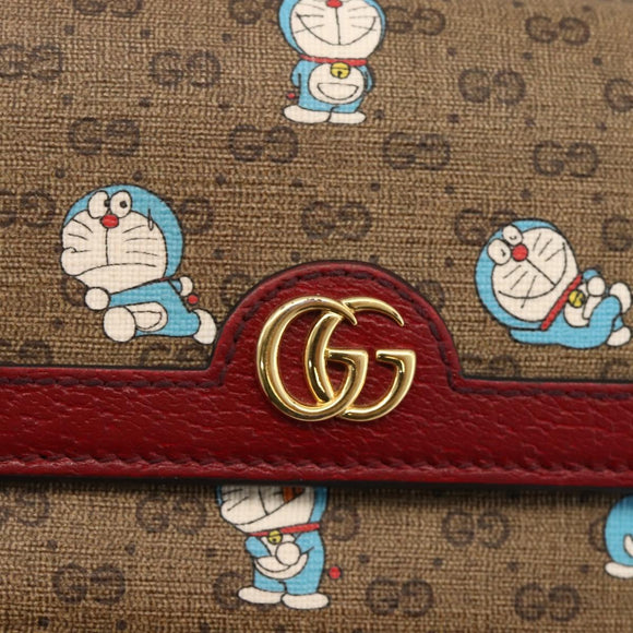 GUCCI Micro GG Supreme Doraemon lange Geldbörse PVC Beige Gold 647786 Auth 175793A