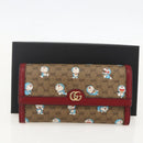 GUCCI Micro GG Supreme Doraemon lange Geldbörse PVC Beige Gold 647786 Auth 175793A-12