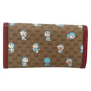 GUCCI Micro GG Supreme Doraemon lange Geldbörse PVC Beige Gold 647786 Auth 175793A-2
