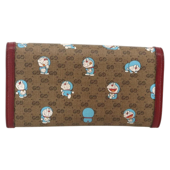 GUCCI Micro GG Supreme Doraemon lange Geldbörse PVC Beige Gold 647786 Auth 175793A