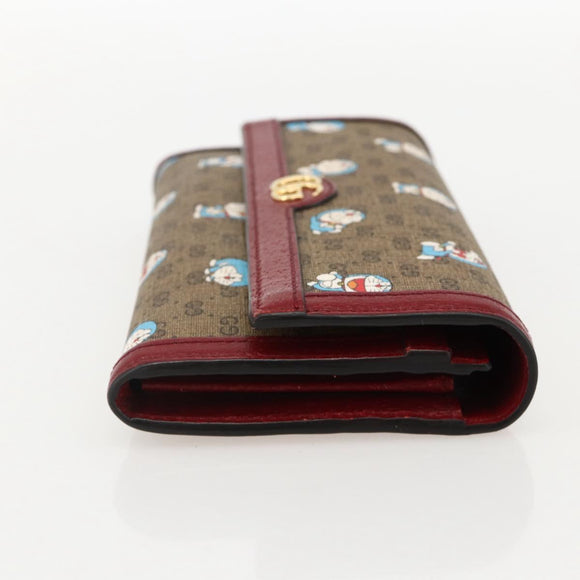 GUCCI Micro GG Supreme Doraemon lange Geldbörse PVC Beige Gold 647786 Auth 175793A