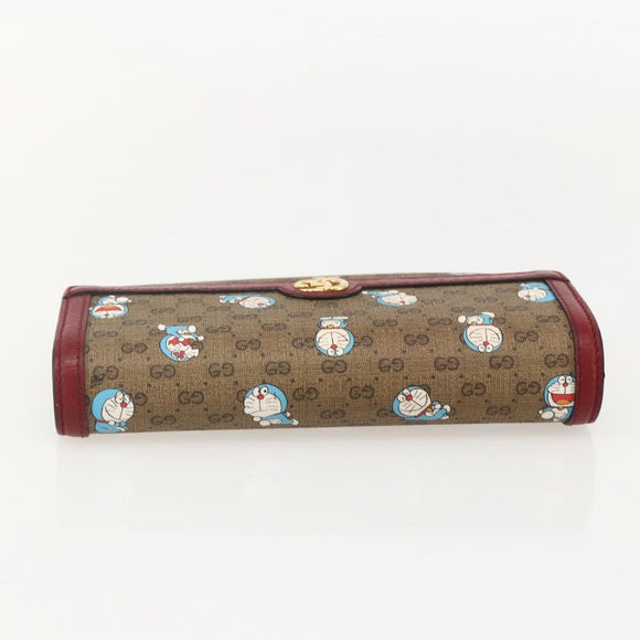 GUCCI Micro GG Supreme Doraemon lange Geldbörse PVC Beige Gold 647786 Auth 175793A