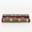 GUCCI Micro GG Supreme Doraemon lange Geldbörse PVC Beige Gold 647786 Auth 175793A-6