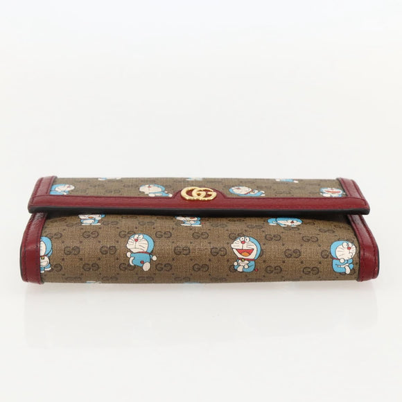 GUCCI Micro GG Supreme Doraemon lange Geldbörse PVC Beige Gold 647786 Auth 175793A