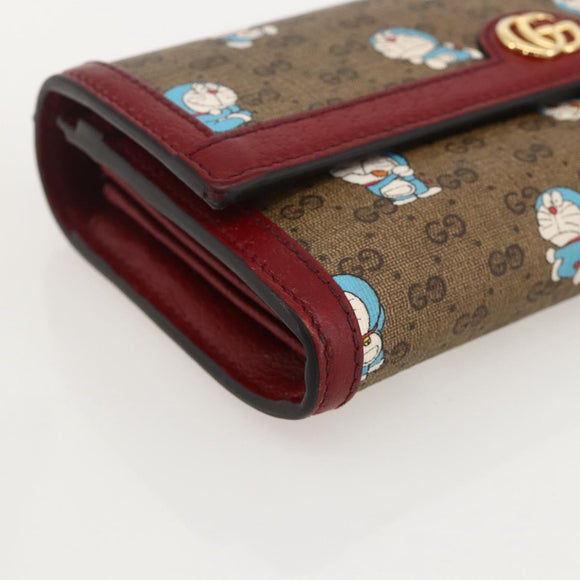 GUCCI Micro GG Supreme Doraemon lange Geldbörse PVC Beige Gold 647786 Auth 175793A