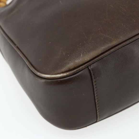 GUCCI Bamboo Hand Bag Leather 2way Brown Gold 001 1998 1638 Auth 175794
