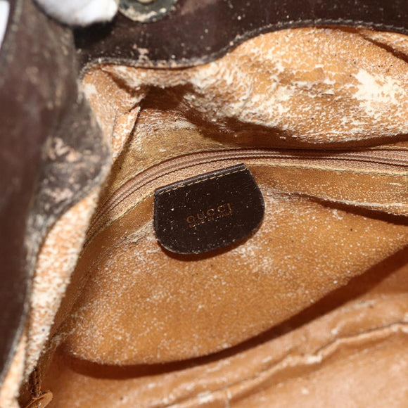 GUCCI Bamboo Hand Bag Leather 2way Brown Gold 001 1998 1638 Auth 175794