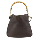 GUCCI Bamboo Hand Bag Leather 2way Brown Gold 001 1998 1638 Auth 175794-13