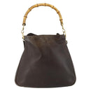 GUCCI Bamboo Hand Bag Leather 2way Brown Gold 001 1998 1638 Auth 175794-2