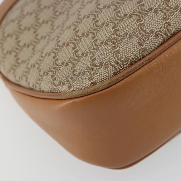 CELINE Macadam Canvas Shoulder Bag PVC Beige Gold Auth 175797A