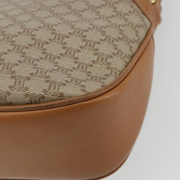 CELINE Macadam Canvas Shoulder Bag PVC Beige Gold Auth 175797A