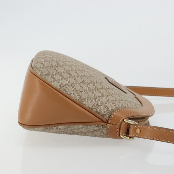 CELINE Macadam Canvas Shoulder Bag PVC Beige Gold Auth 175797A