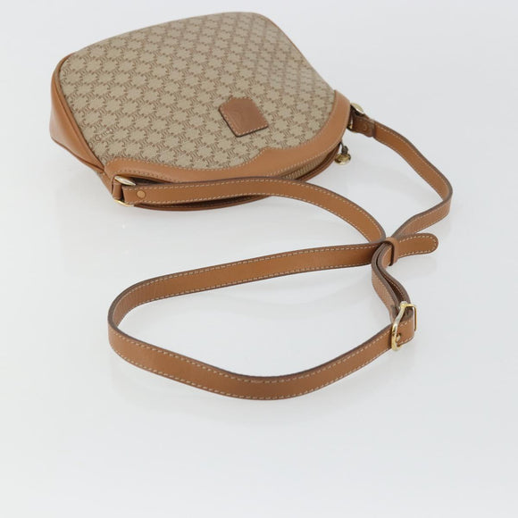 CELINE Macadam Canvas Shoulder Bag PVC Beige Gold Auth 175797A
