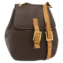 CELINE Macadam Canvas Shoulder Bag PVC Leather Brown Gold Auth 175798-1