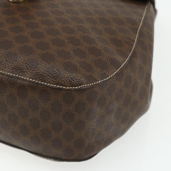 CELINE Macadam Canvas Shoulder Bag PVC Leather Brown Gold Auth 175798