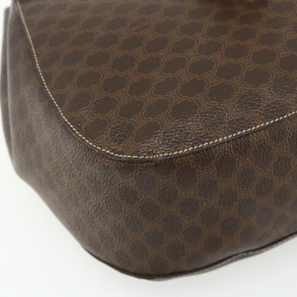 CELINE Macadam Canvas Shoulder Bag PVC Leather Brown Gold Auth 175798