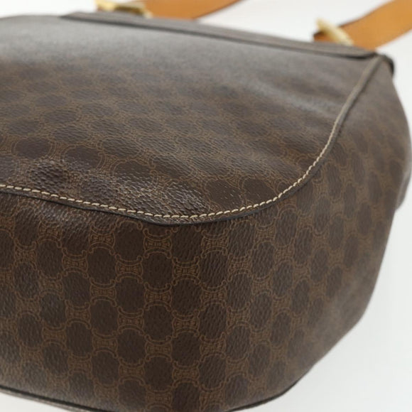 CELINE Macadam Canvas Shoulder Bag PVC Leather Brown Gold Auth 175798