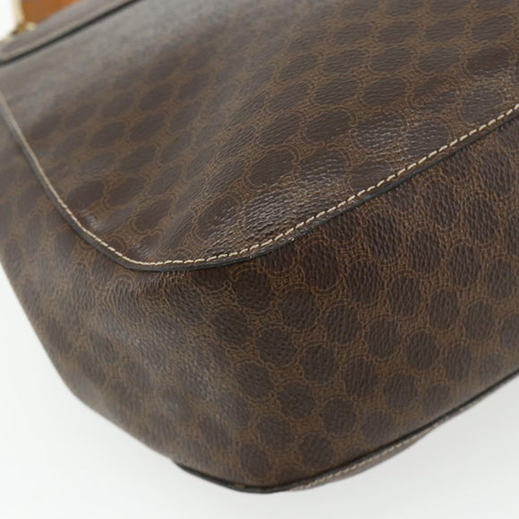 CELINE Macadam Canvas Shoulder Bag PVC Leather Brown Gold Auth 175798