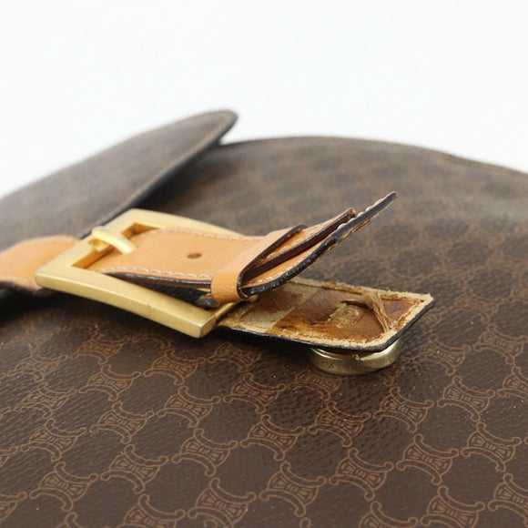 CELINE Macadam Canvas Shoulder Bag PVC Leather Brown Gold Auth 175798