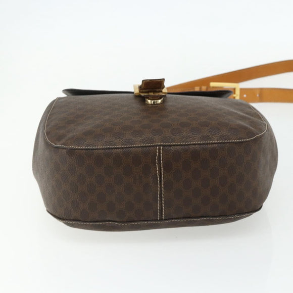 CELINE Macadam Canvas Shoulder Bag PVC Leather Brown Gold Auth 175798