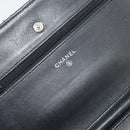 CHANEL COCO Mark Chain Shoulder Bag Patent leather Black Silver CC Auth 175799-16