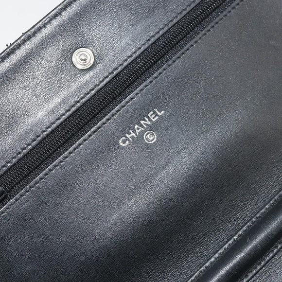 CHANEL COCO Mark Chain Shoulder Bag Patent leather Black Silver CC Auth 175799