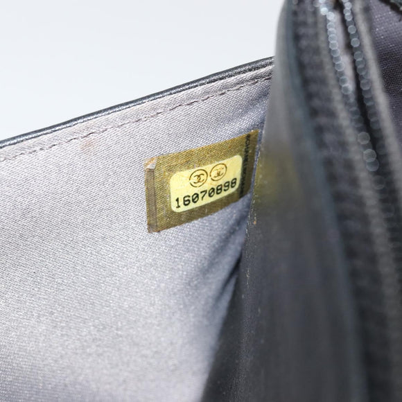 CHANEL COCO Mark Chain Shoulder Bag Patent leather Black Silver CC Auth 175799