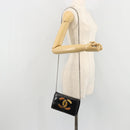 CHANEL COCO Mark Chain Shoulder Bag Patent leather Black Silver CC Auth 175799-25