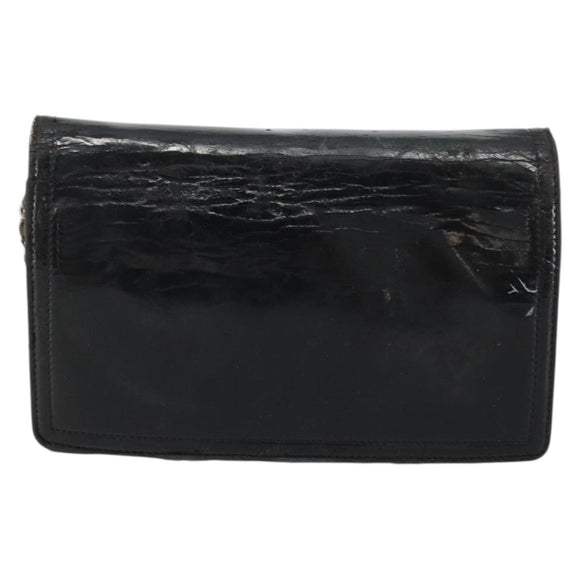 CHANEL COCO Mark Chain Shoulder Bag Patent leather Black Silver CC Auth 175799