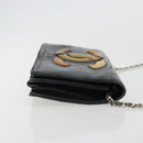CHANEL COCO Mark Chain Shoulder Bag Patent leather Black Silver CC Auth 175799-4
