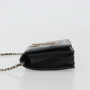 CHANEL COCO Mark Chain Shoulder Bag Patent leather Black Silver CC Auth 175799-5