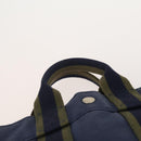HERMES Fourre Tout PM Hand Bag Canvas 3 Set Navy Black Auth 175803-13